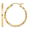 10K 1.5x25mm Diamond Cut Hoop Earrings