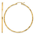 10K 1.5x50mm Diamond Cut Hoop Earrings