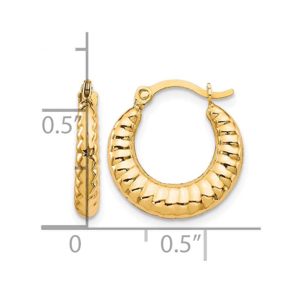 10K Scalloped Hollow Hoop Earrings
