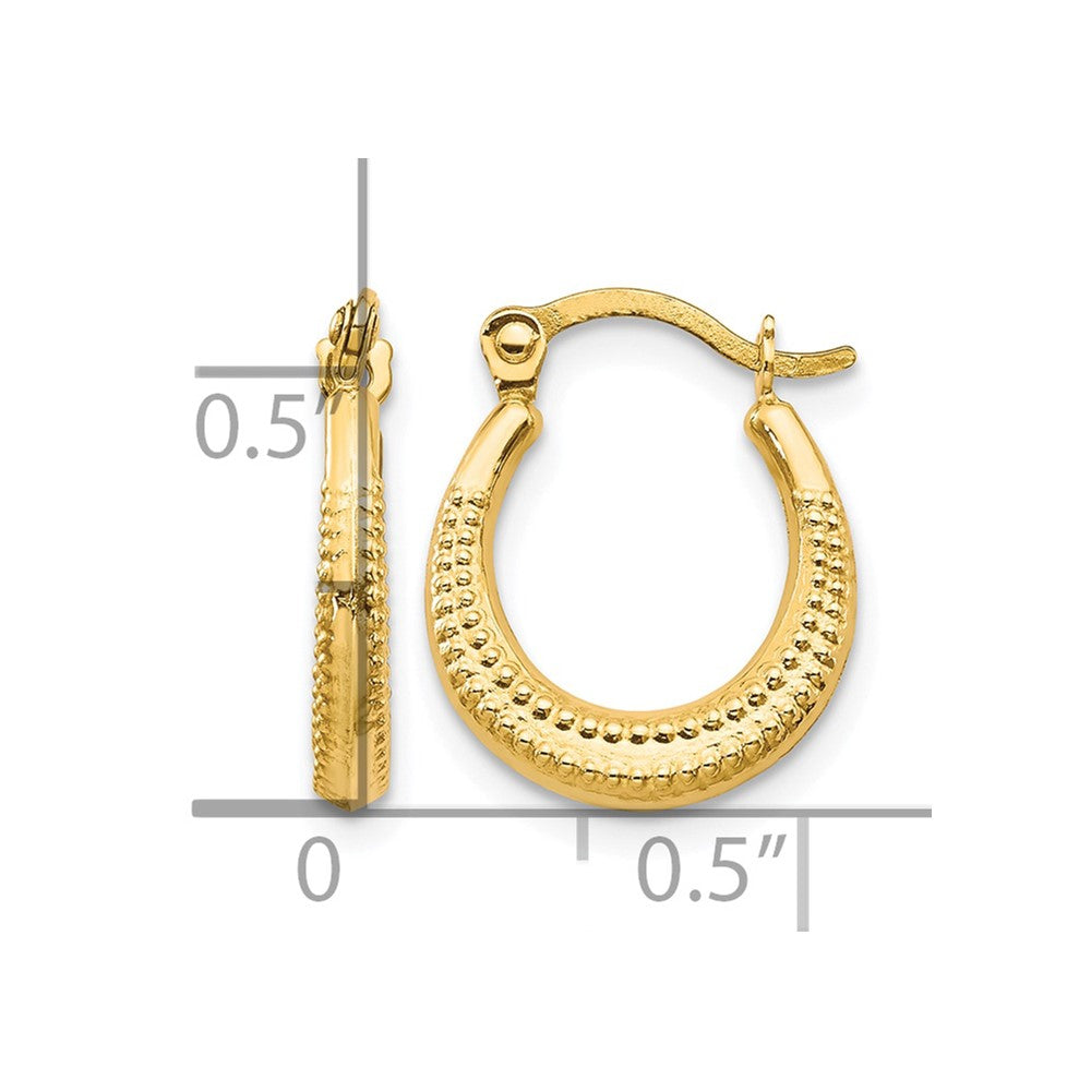10k Scalloped Textured Hollow Hoop Earrings