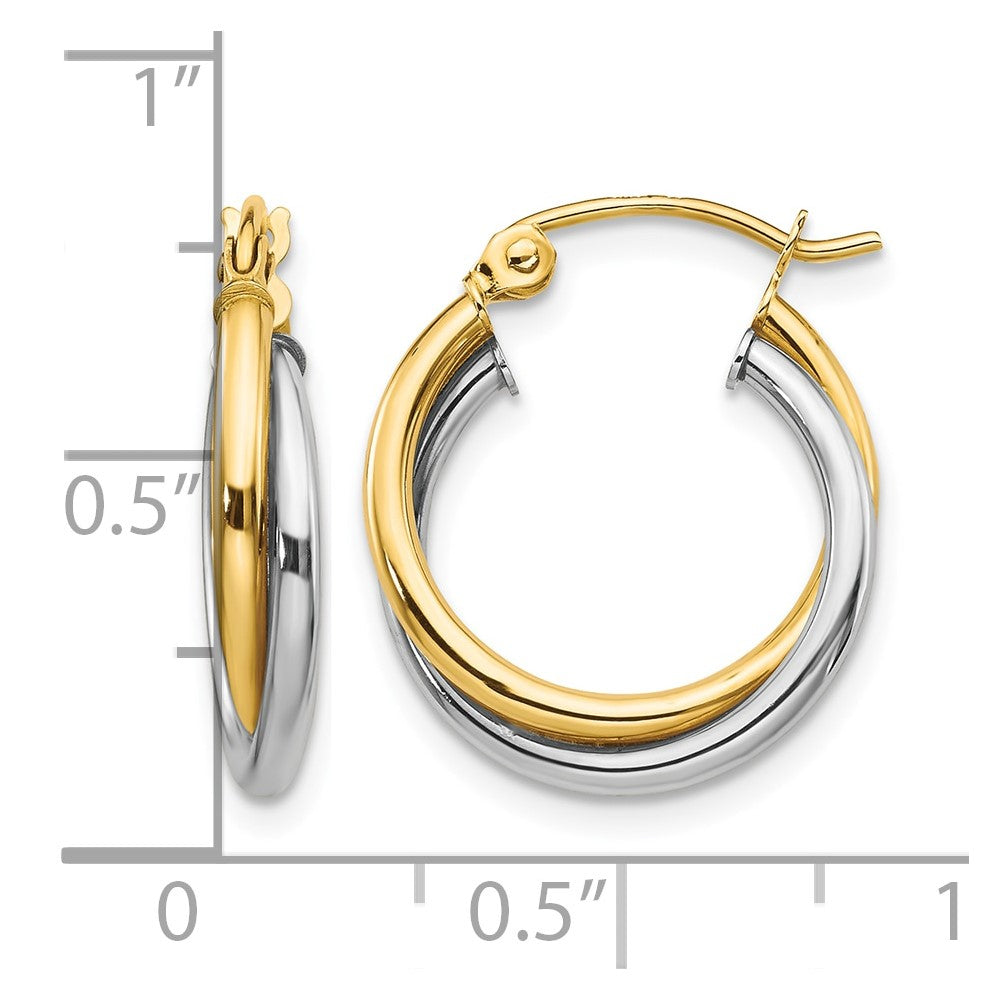 10K Two-tone Twist Hoop Earring