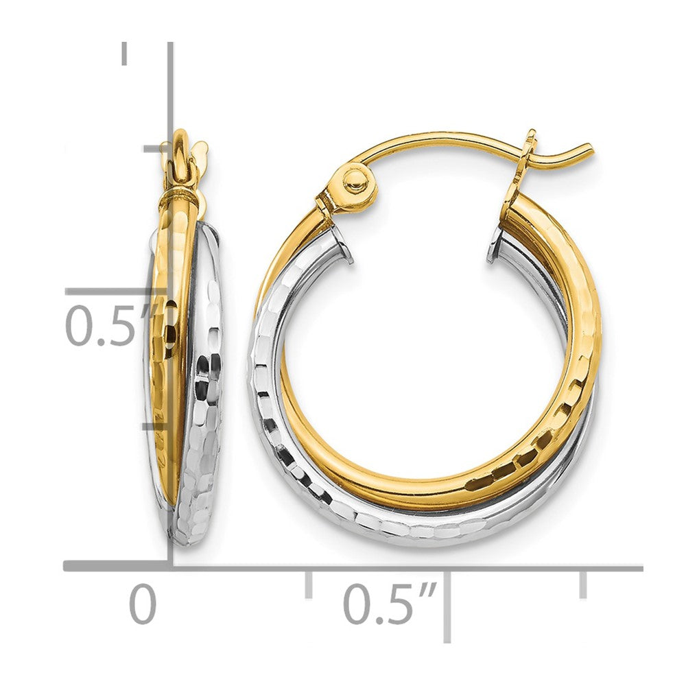 10K Two-tone Textured Twist Hoop Earrings