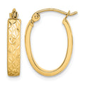 10K Diamond Cut Oval Hoop Earrings