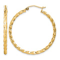 10K Twisted Diamond Cut 35mm Hoop Earrings