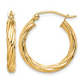 10k Polished 3mm Twisted Hoop Earrings