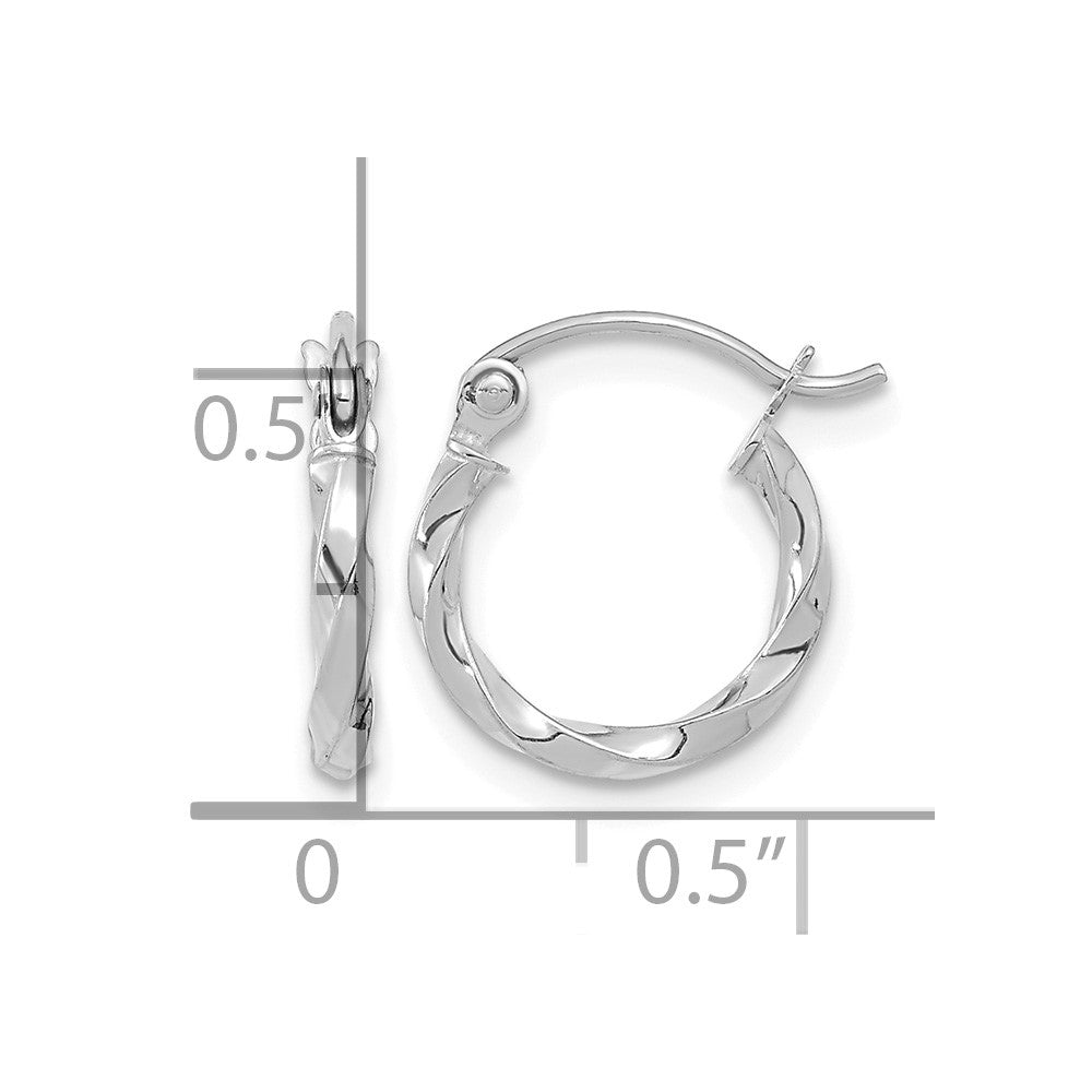 10k White Gold Twist Polished Hoop Earring