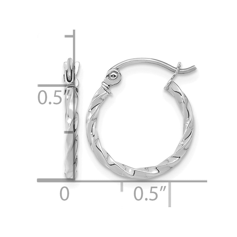 10k White Gold Twist Polished Hoop Earring