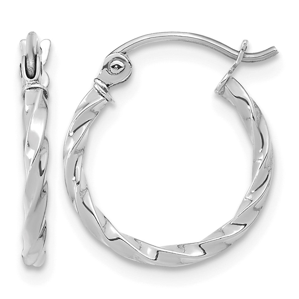 10k White Gold Twist Polished Hoop Earring