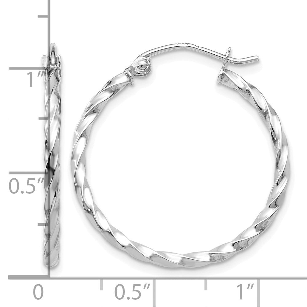 10k White Gold Twist Polished Hoop Earring