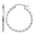 10k White Gold Twist Polished Hoop Earring
