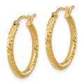 10k Diamond-cut 2mm Round Tube Hoop Earrings