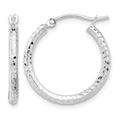 10k White Gold Diamond-cut 2mm Round Tube Hoop Earrings
