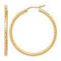 10k Diamond-cut 2mm Round Tube Hoop Earrings
