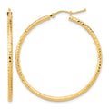 10k Diamond-cut 2mm Round Tube Hoop Earrings