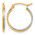 10k Two-tone Diamond Cut Twisted Hoop Earrings
