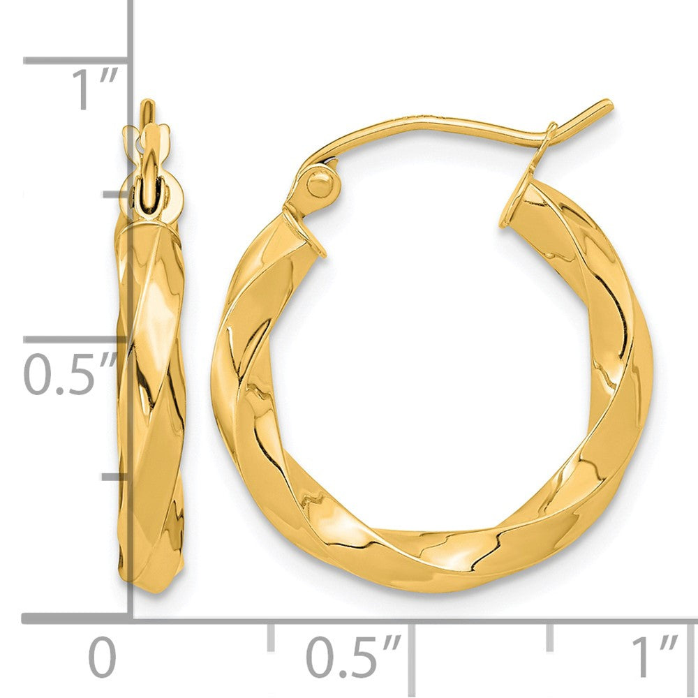10k Polished 3mm Twisted Hoop Earrings