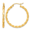 10k Polished & Satin Twisted Hoop Earrings