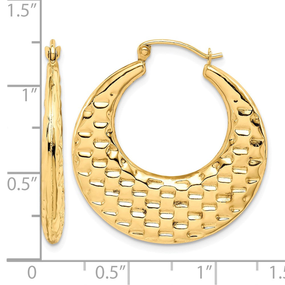 10k Polished Textured Hoop Earrings