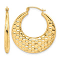 10k Polished Textured Hoop Earrings