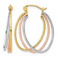 10k Tri-color Polished Triple Hoop Earrings