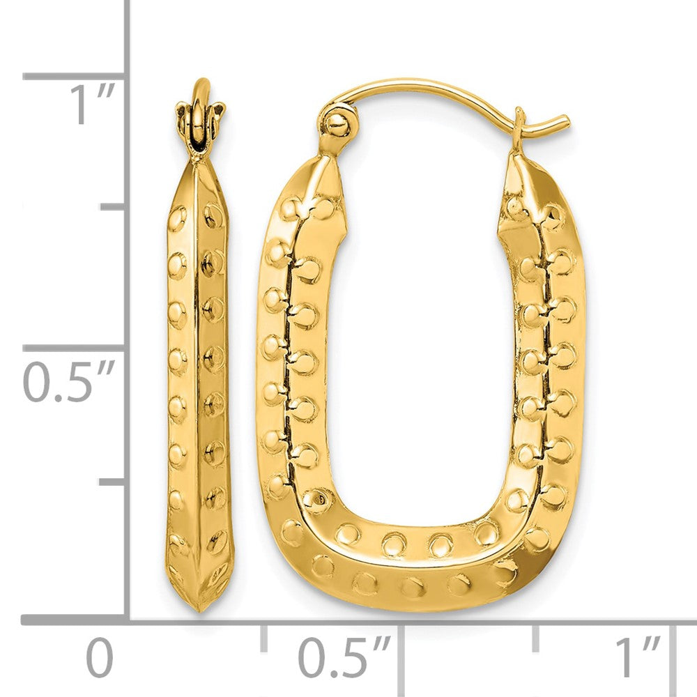 10k Polished Textured Rectangle Hoop Earrings