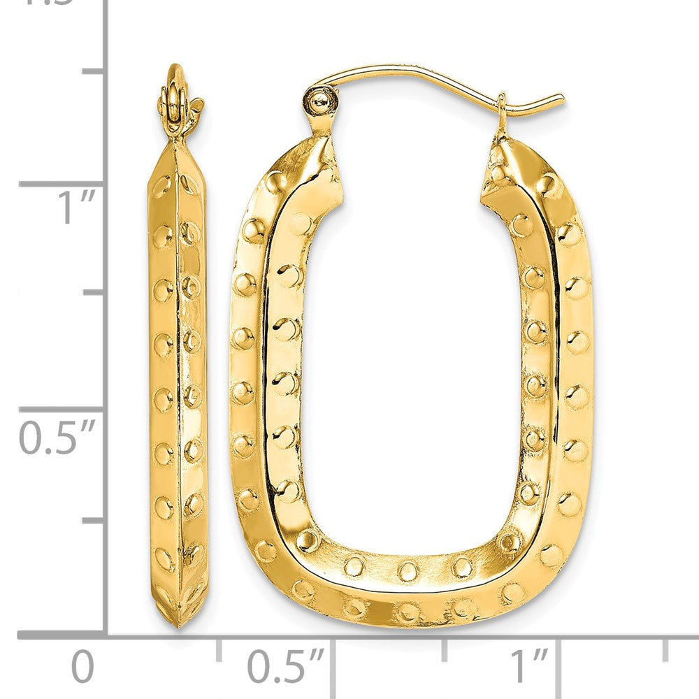 10k Polished Textured Rectangle Hoop Earrings