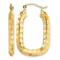 10k Polished Textured Rectangle Hoop Earrings