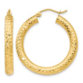10k Diamond-cut 4mm Round Hoop Earrings