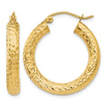 10k Diamond-cut 4mm Round Hoop Earrings