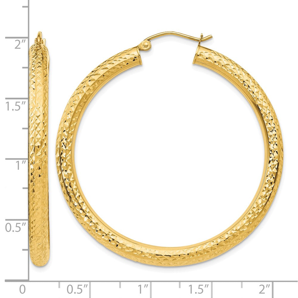 10k Diamond-cut 4mm Round Hoop Earrings