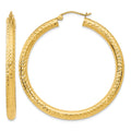 10k Diamond-cut 4mm Round Hoop Earrings