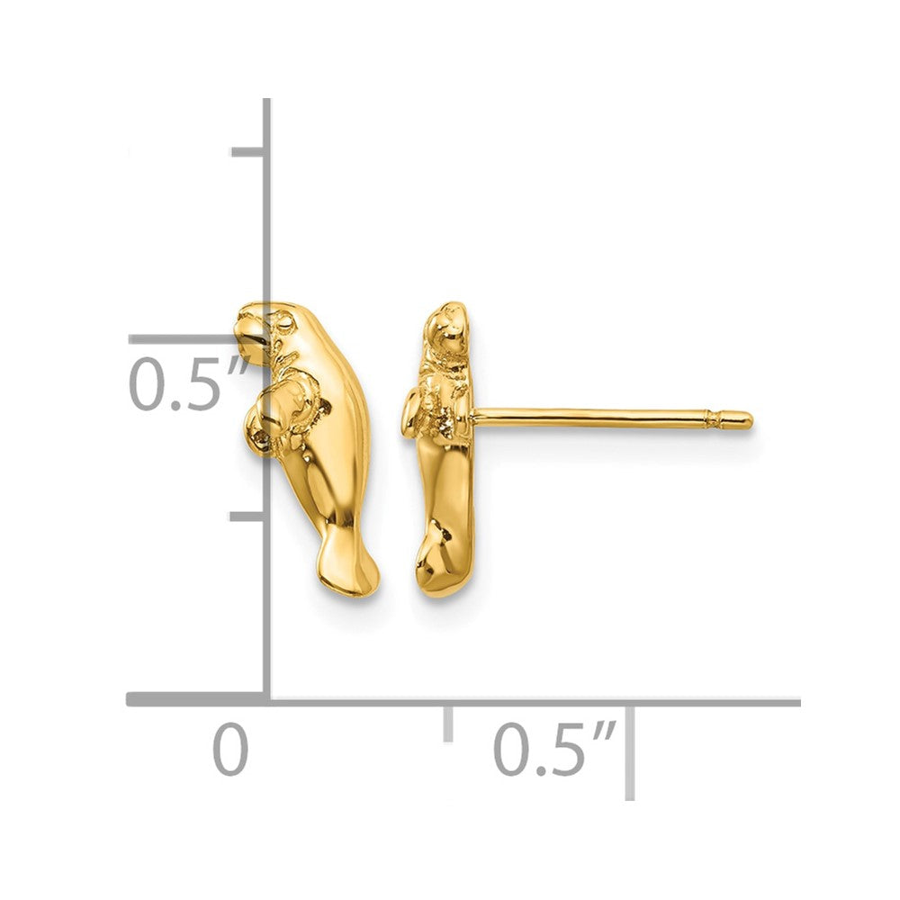 10k Mini Manatee Post Earrings
