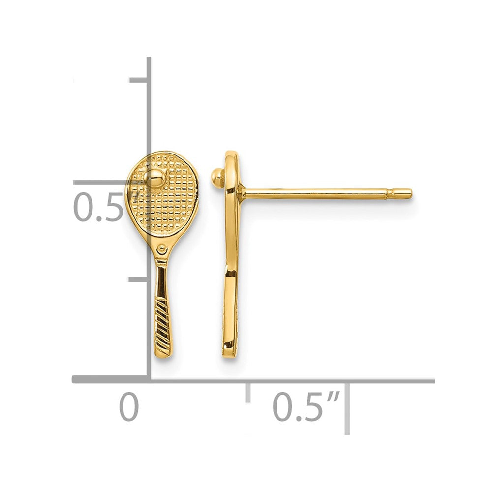 10K Mini Tennis Racquet w/Ball Post Earrings