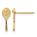 10K Mini Tennis Racquet w/Ball Post Earrings