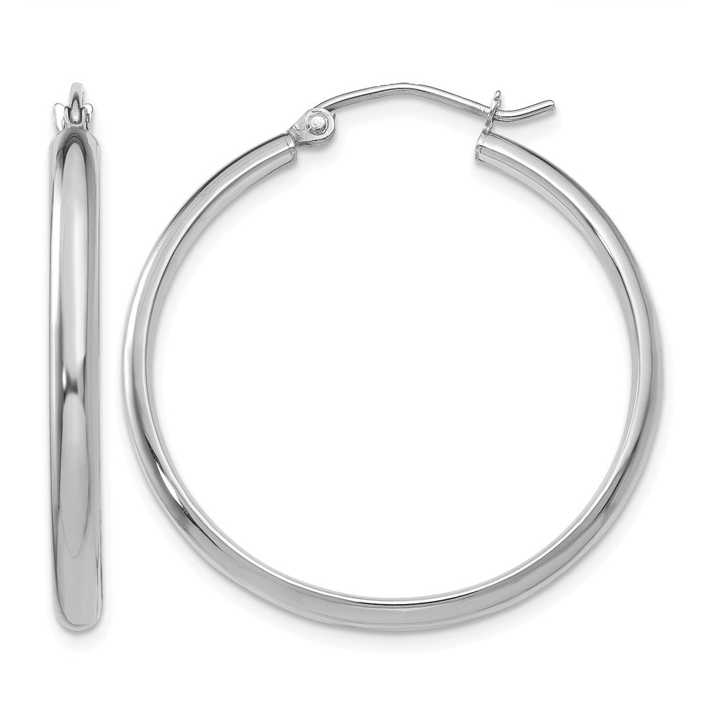 10k White Gold Polished Hoop Earring
