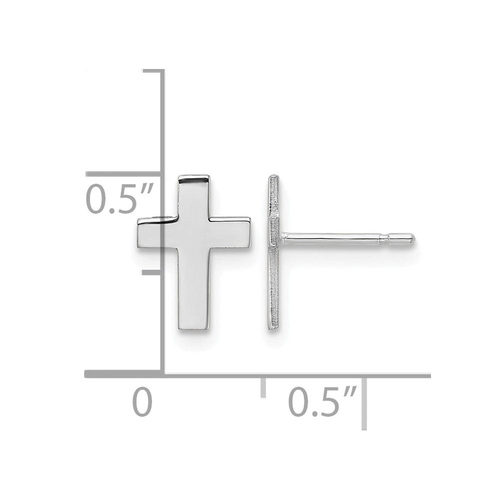 10k White Gold Polished Cross Earrings