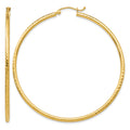 10k Diamond-cut 2mm Round Tube Hoop Earrings