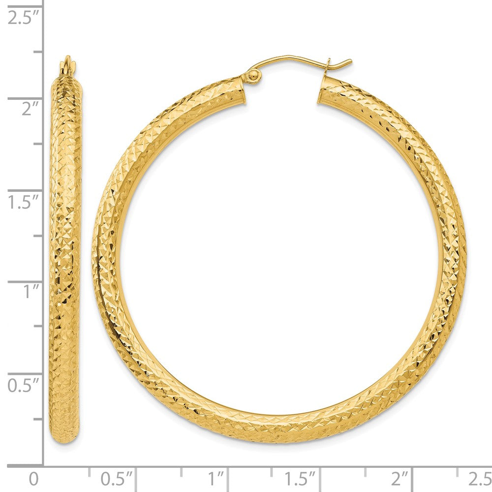 10k Diamond-cut 4mm Round Hoop Earrings