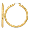 10k Diamond-cut 4mm Round Hoop Earrings
