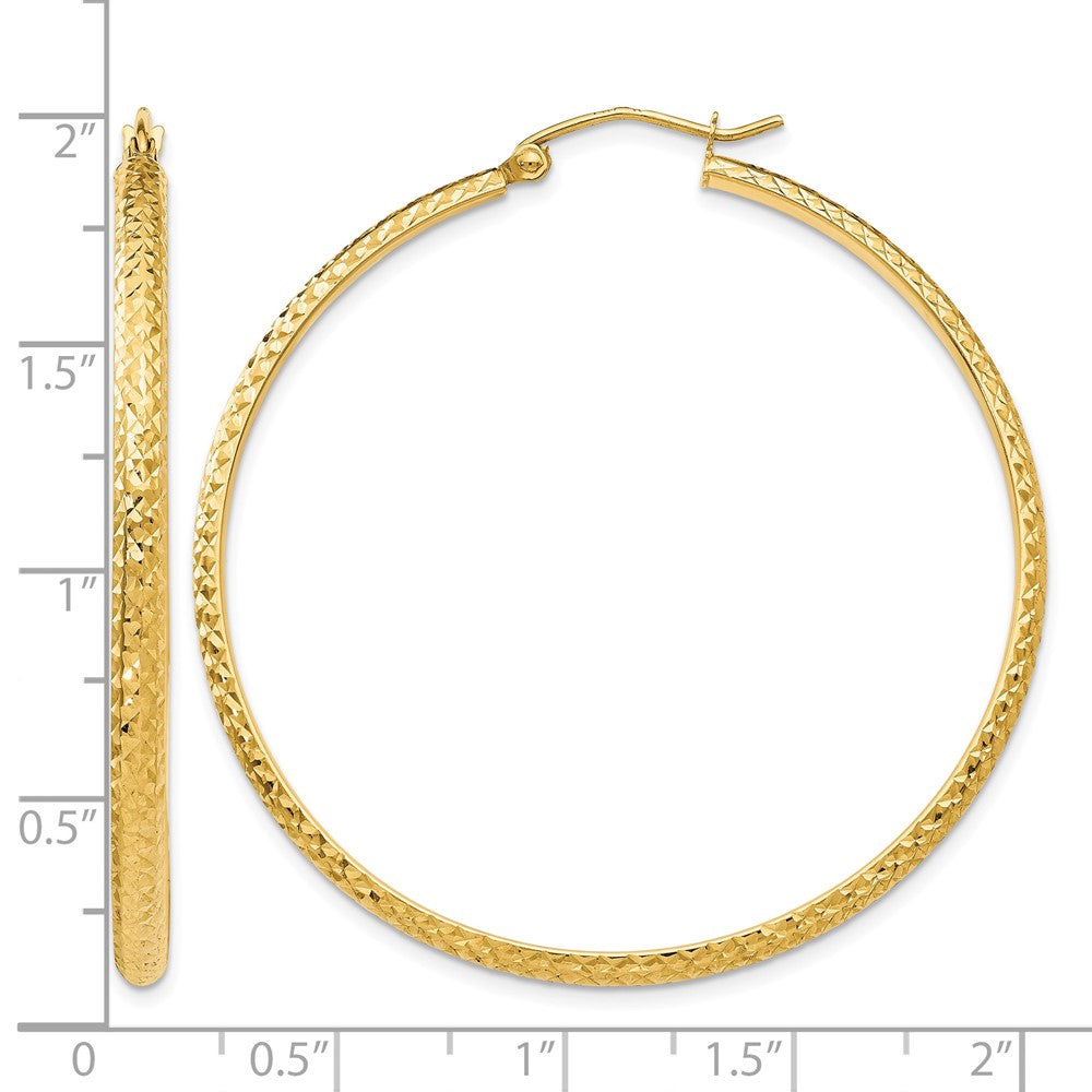10k Diamond-cut 2.8x46mm Hollow Hoop Earrings