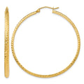10k Diamond-cut 2.8x46mm Hollow Hoop Earrings