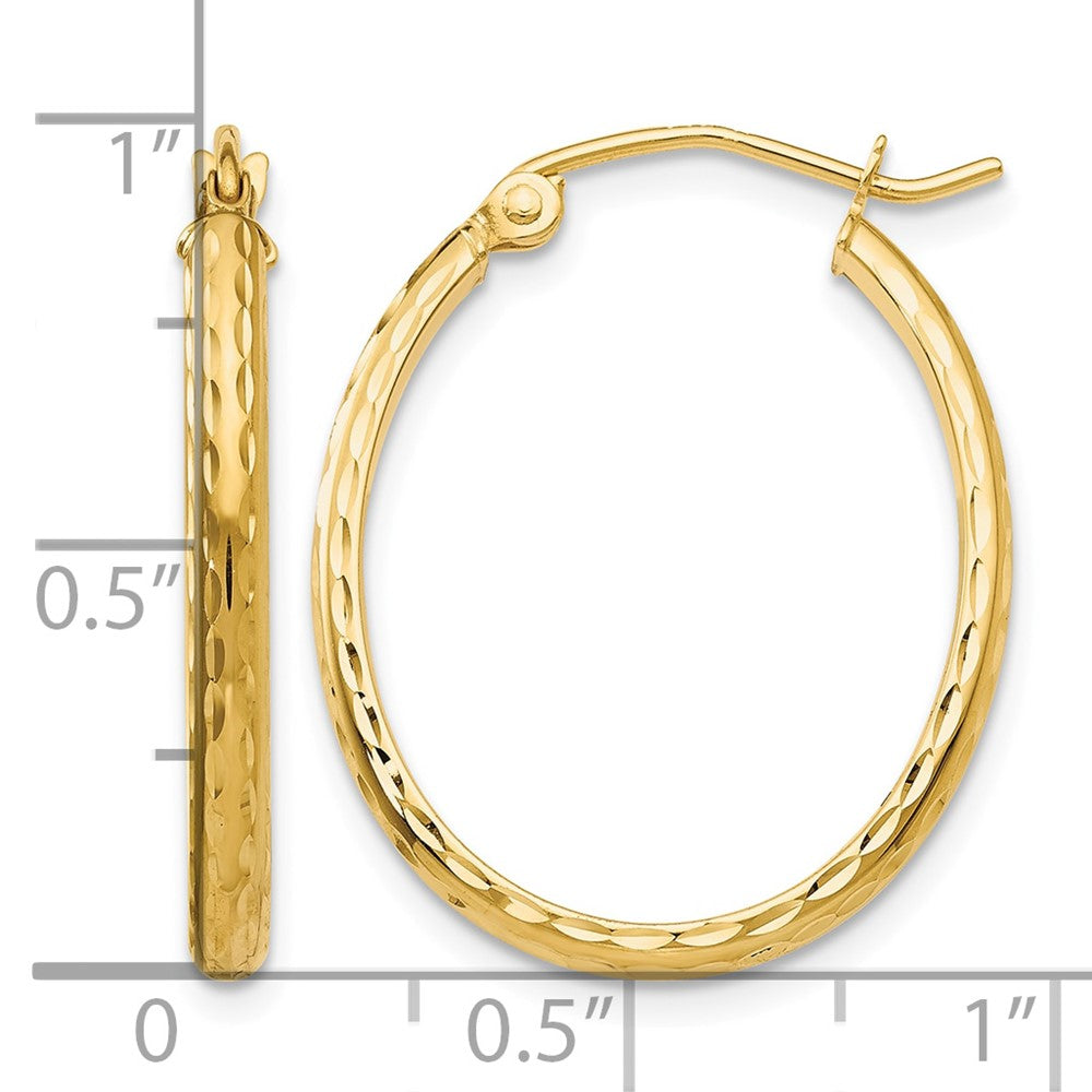 10k Lightweight Diamond-cut Oval Hoop Earrings