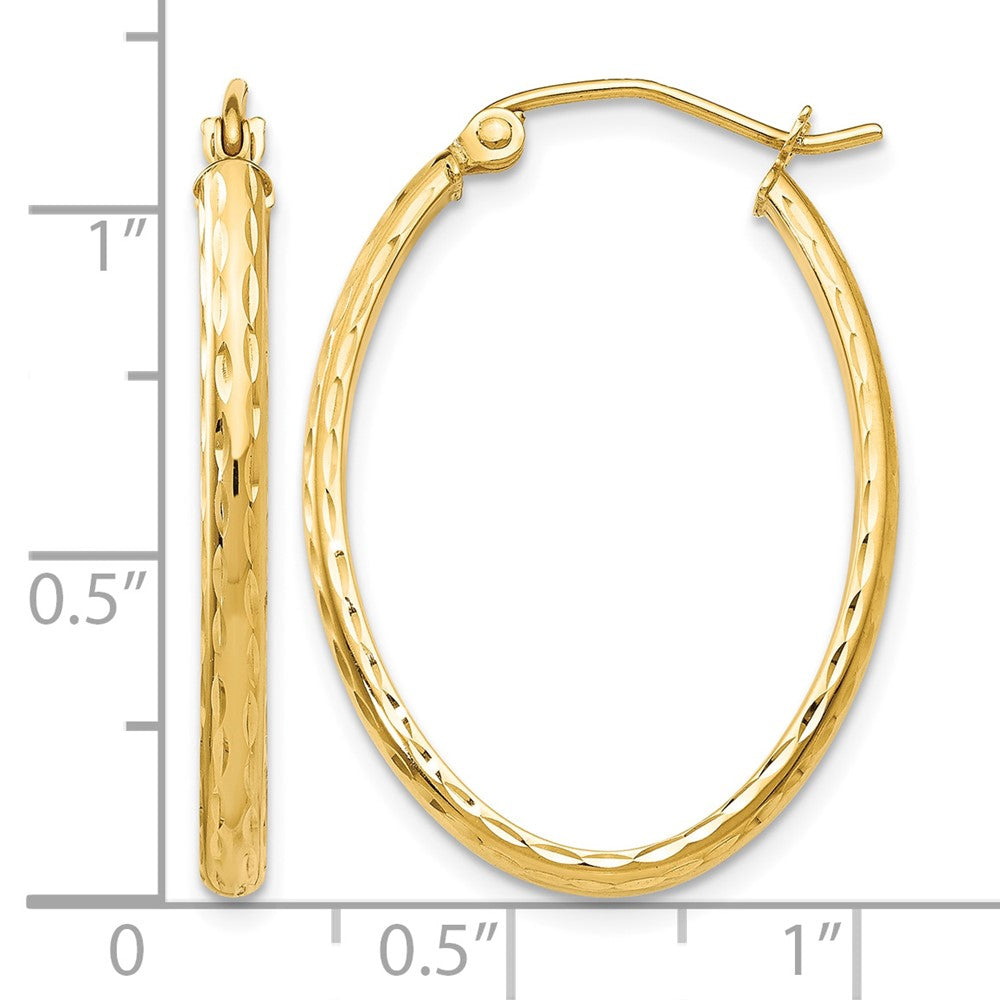 10k Lightweight Diamond-cut Oval Hoop Earrings