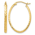 10k Lightweight Diamond-cut Oval Hoop Earrings
