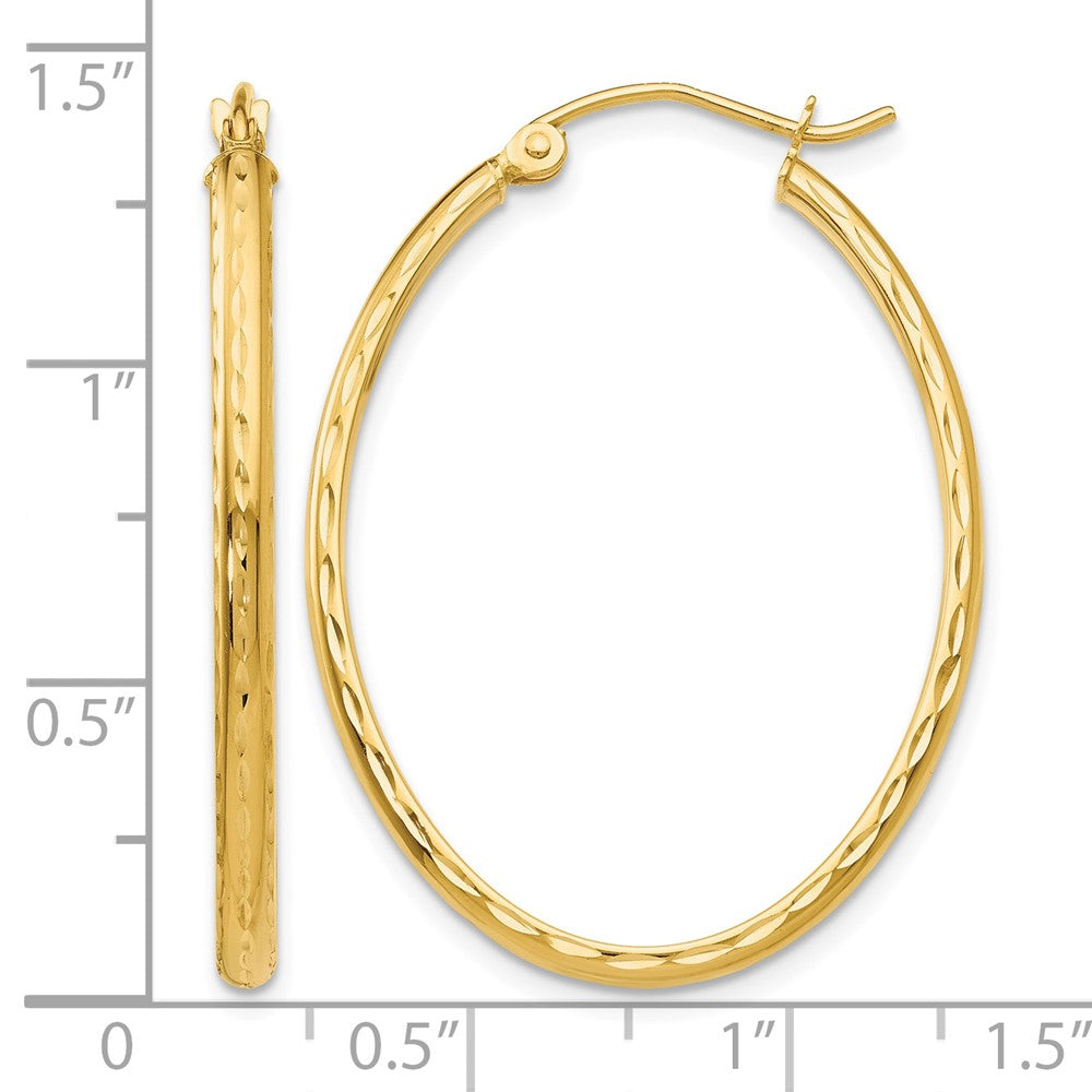 10k Lightweight Diamond-cut Oval Hoop Earrings