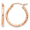 10K Rose Gold Diamond-cut Polished Hoop Earrings