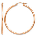 10k Rose Gold Polished 2mm Lightweight Tube Hoop Earrings