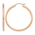 10k Rose Gold Polished 2mm Lightweight Tube Hoop Earrings