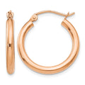 10k Rose Gold Polished 2.5mm Lightweight Tube Hoop Earrings