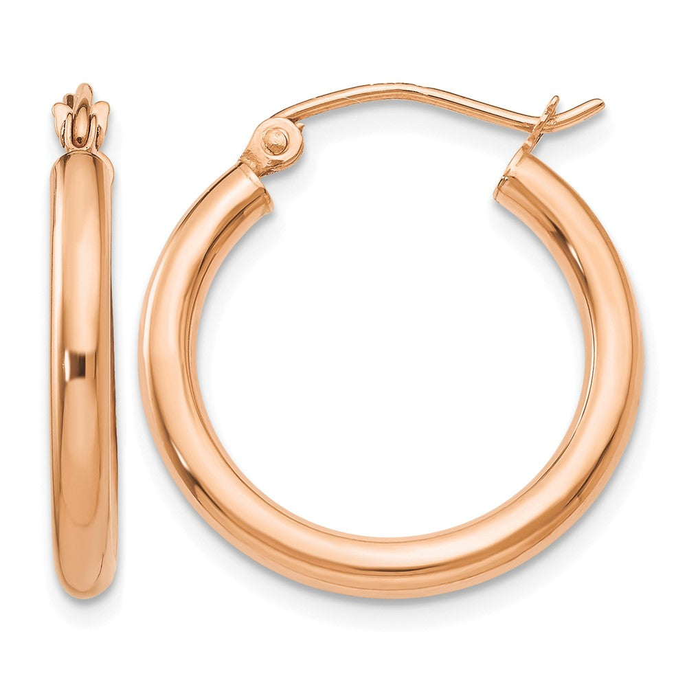 10k Rose Gold Polished 2.5mm Lightweight Tube Hoop Earrings